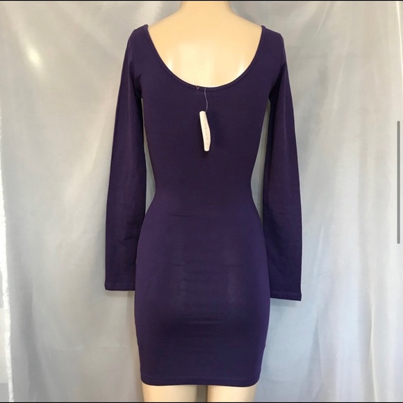 🚫SOLD🚫 NWT F21 Dark Purple Long Sleeve Body Con - Picture 2 of 4